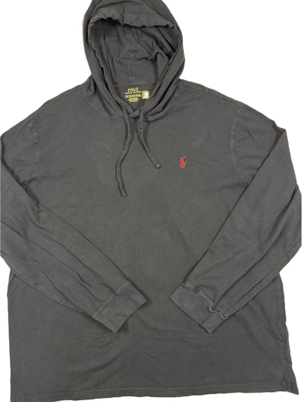 Polo Ralph Lauren Men's Lightweight Jersey Hoodie T-Shirt XXL Black Red Logo